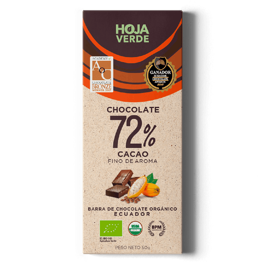 Barra 72% cacao HOJA VERDE 50gr