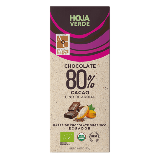 Barra 80% cacao HOJA VERDE 50gr