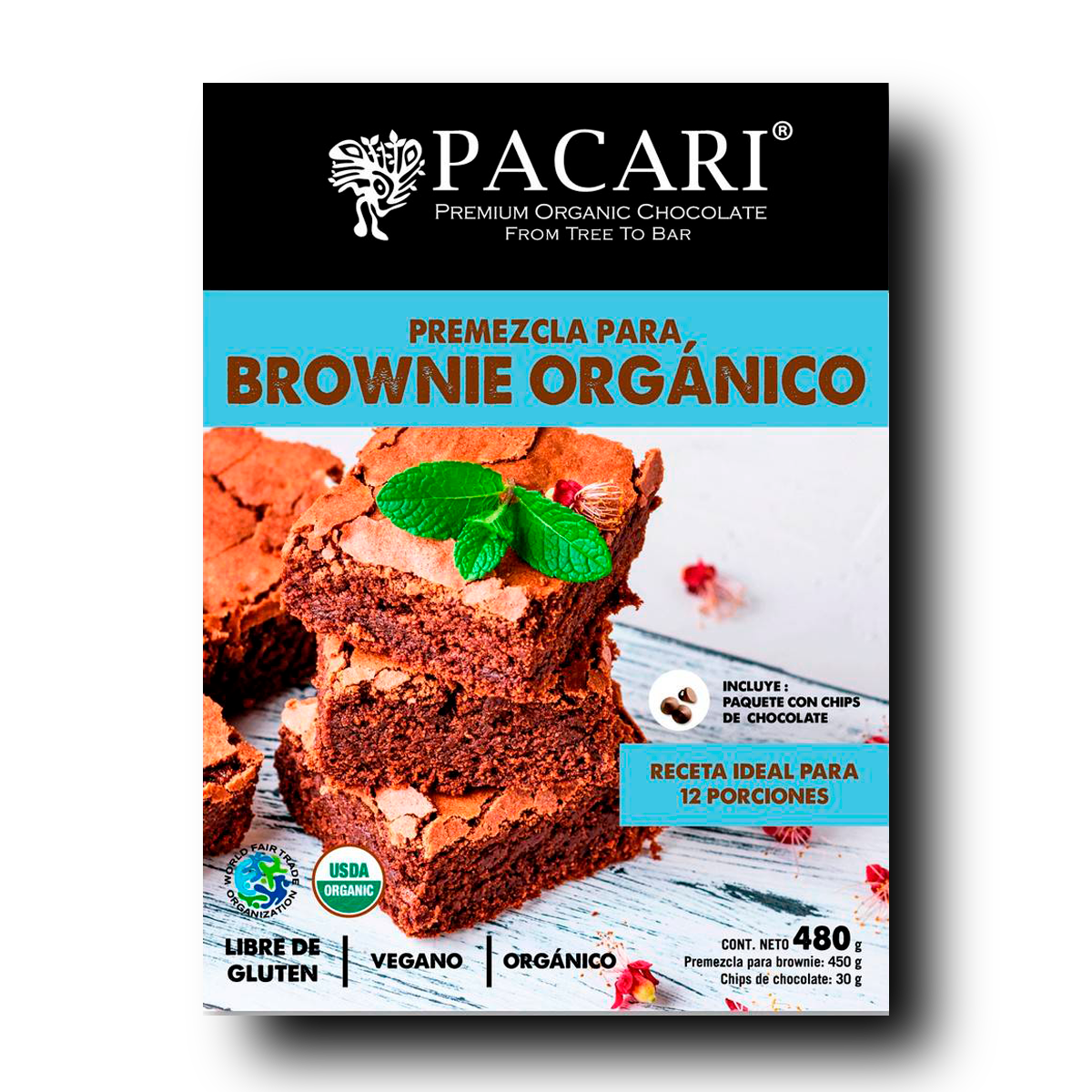 Brownie Orgánico Paccari premezcla de 480gr